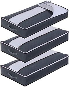 3PCS Contenitore Sottoletto 90L, Pieghevole Scatole per Armadio Salvaspazio con Manico, Organizzatore Vestiti Trapunte Coperte e Biancheria da Letto