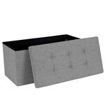 Dripex Folding Fine Linen Storage Ottoman Box Footstool, Foldable Seat Bench Footrest - Gray, Chest with Lid, 80L Capacity, With Removable Lid for Living Room, Bedroom 76 * 38 * 38 cm