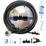 CEED4U Patio Misters for Outside with Water Filter, Misting Cooling System 26FT (8M) Mist Line + 10 Nozzles + Brass Adapter, Outdoor Mister Hose DIY Kit for Fan Garden Greenhouse Backyard