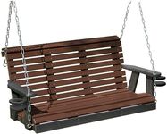 Poly Lumber Wood 5FT Cupholders Porch Swing Amish Craftsmandship Made in USA HDPE with No wood fibers 1000 lbs Limit. Stainless Steel hardware.Signature Rollback for Patio Outdoor Backyard Garden Park