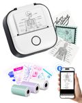Print Pods Mini Printer - Sticker Printer T02 Portable Thermal Inkless Sticker Maker Machine Bluetooth Pocket Phone Label Maker for Study Graphics, Anatomical Diagrams, Photos, Black