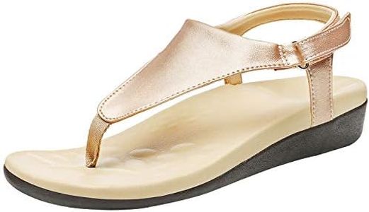 UTENAG Womens Arch Support Sandals Orthotic Adjustable Thong Flip Flops Gold Size 9