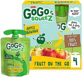 GoGo squeeZ Fruit on the Go, Apple Banana, 3.2 oz (Pack of 4), Unsweetened Fruit Snacks for Kids, Gluten Free, Nut Free and Dairy Free, Recloseable Cap, BPA Free Pouches