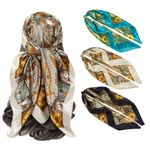 PALAY® 3Pcs Silk Scarf Satin Head Scarf for Women Summer Wear Square 35 In Neck Scarf Fashion Print Hair Scarf for Women Comfy Silk-Feel Beach Headwraps Pillow Cover Gift for Women