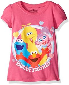 Sesame Street Girls' Toddler Girls' Best Friends Short-Sleeved Puff T-Shirt, Hot Pink, 4T