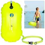 lovingmona Swim Buoy Tow Float Highly Visible Swimming Pull Floats Bubble with Adjustable Waist Belt for Open Water, Water Sports, Swimming Training Racing Fluorescent Yellow