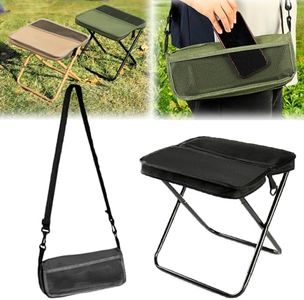 Portable Foldable Backpack Stool,Tiny Foldable Stool which can Turned Into a Satchel,Mountaineering and Hiking Portable Stools with Two Storage Pockets - Truly Free Your Hands (Black, Large)