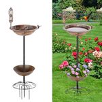 DREAMSOUL 42" Pedestal Bird Bath with Planter, Outdoor Birdbath and Feeder Combo with 4 Prongs Stake, Bird Baths for Outdoors Garden Yard Lawn Decor