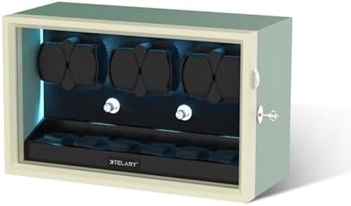 XTELARY Watch Winder for 6 Automatic Watches, Green Lockable Automatic Winders with Extra 6 Watch Storages, 4 Rotation Modes, Flexible Watch Pillows, Quiet Mabuchi Motor, and Blue Backlight