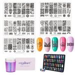 Royalkart Nail Art Kit For Women Professional|48 Pcs Glitter Bottles Rhinestones|5 Stamping Plates|French Nail Stamper & Scraper|Nail Art Tools-Gift For Girl(Fashionista)