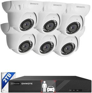 ONWOTE 8 Channel 4K NVR PoE Security Camera System, 6X 8MP Wired Outdoor IP Cameras, 125° FoV, AI Human Vehicle Detection, 8CH NVR 2TB Record Video Audio, CCTV Surveillance Kit for Home Businesses
