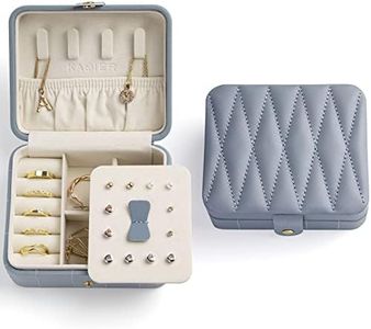 KAMIER Estuche de viaje para joyas,Cajas de joyería portátiles de cuero acolchado con diamantes para mujeres,Caja organizadora pequeña de joyas para collares pulsera pendientes anillos