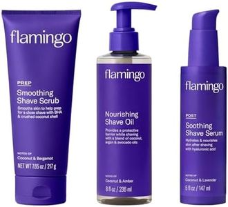 Flamingo 3-Step Shaving Set for Women - Smoothing Shave Prep Scrub, Nourishing Shave Oil, and Soothing Post Shave Serum - Glow Shave Collection