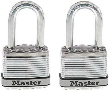 Master Lock M1XTLF Magnum Heavy Duty Padlock with Key, 2 Pack Keyed-Alike, Silver