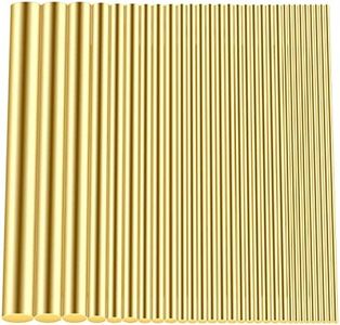 DYWISHKEY 1/2" 3/8" 5/16" 1/4" 3/16" 5/32" 1/8" 3/32" 1/16" Brass Rods Assortment Kit for DIY Craft Making, Handle Pin (30 Pieces)
