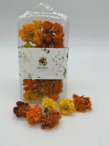 Freeze-Dried Marigold Flowers 0.2 oz | About 25 Edible Flowers | Dried Marigolds for Cake Decoration, Cupcakes, Desserts, Cocktails, Garnish, Baking, Culinary Use, Parties, and Special Occasions