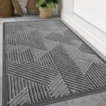 Smiry Front Door Mat Outside Entrance, Heavy Duty Natural Rubber Mat, Sturdy Trap Dirt and Moisture Indoor Outdoor Door Mat, Easy Clean Low Profile Doormat Outdoor Entrance, 47x32 Inch, Silver Grey