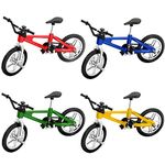 Novelty Place Mini Finger Bike - Miniature Fidget Bicycle Toy Game Set for Kids and Adults - Metal Bike Model Collections Decoration - 4 Colors (4 Pack)