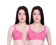 INKURV Women's Cotton Non Padded Non-Wired Regular Bra Combo of (2) (Pink,Pink_44B)