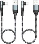 ZKAPOR USB C Charger Cable 30CM 2Pack, Right Angle USB C Cable Fast Charging Nylon Type C Charger Cable Compatible with iPhone 15 Pro Max, Galaxy S23 S22, Note, Huawei P40 P30, Google Pixel