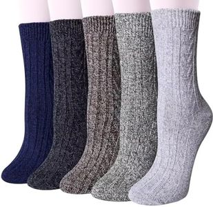 YSense 5 Pairs Womens Wool Socks Thick Knit Warm Cozy Comfy Winter Socks Gifts for Women