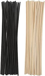 25pcs Black and 25pcs White Rattan Reed Diffuser Sticks Replacement Rattan Reed Diffuser Refill Sticks (White+Black)