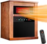 Air Choice Infrared Space Heater, 1500W Electric Heater for Indoor Use, Remote & 3 Modes, Adjustable Thermostat, 12H Timer, Child Lock, Wood Cabinet Heater with Overheat & Tip-Over Protection, Walnut