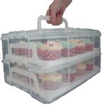 Two Tier Cupcake Carrier Now with DEEP Trays for Extra Stability