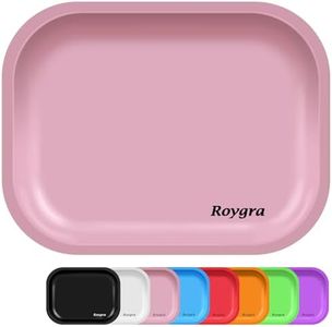 roygra Rolling Tray, Matte Metal Decorative Tray (Pink, Medium - 7 x 5.5'')