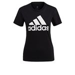 adidas Women's Essentials Logo Short Sleeve T-Shirt, Black/White, XS