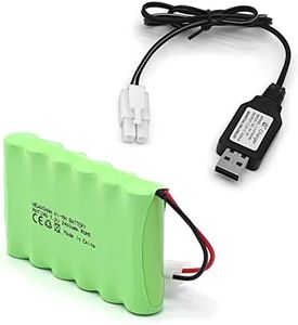 NEWASHAN 2400mAh 7,2V Rechargeable Ni-MH AA Batterie pour RC Voiture électrique Monster Truck Camion Construction Benne Blindé Radiocommande Piles Accu avec USB Câble Chargeur (Fiche KET Tamiya)
