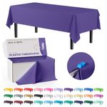 Exquisite 54 Inch X 100 Feet Purple Plastic Table Cover Roll in A Cut - to - Size Box with Convenient Slide Cutter. Cuts Up to 12 Rectangle 8 Feet Plastic Disposable Tablecloths