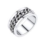 Spinner Ring For Women Teens Boys Silver Tone Stainless Steel Eboy Jewelry Anxiety Spiner Pinky Ring