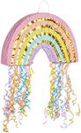 Pastel Rainbow Pinata with Pull Strings for Birthday Party Decorations, Baby Shower Supplies (17 x 10 x 3 In)