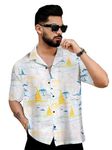 Zilcon Men's Shirt for Men Short Sleeve Shirt Collar Beach Floral Summer Casual Button Down T-Shirts (in, Alpha, XL, Regular, Yellow)