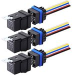 Delgada 3Pack Waterproof Integrated Automobile Relay Switch,5-PIN 12V DC 40/30 Amp SPDT Relay and Harness Set with Socket,Iron Back and 14 AWG Copper Wires for Boat Truck Motorcycle