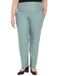 AMYDUS Plus Size Women Crease Seam Tummy Shaper Pants | High-Waist | Stretchable | Straight Fit | Wide Waistband | 2 Pockets | Cloud Soft Fabric | Tummy Tucker Jeggings for Women - XL to 9 XL Green