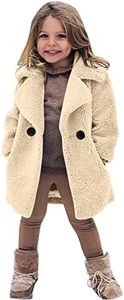 HIUARA 2023 Baby Girls Faux Fur Solid Long Coat Toddler Kids Winter Fleece Jacket Warm Outwear Clothes Thick Trench Coat Soft Comfort Breathable Holiday Outdoor Trips Festival Party Clothing