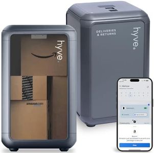 hyve Smart Home Package Locker for Deliveries and Returns - Package Delivery Box for Outside - Water-Resistant, Anti Theft Porch Box - Smart Lock Secures Packages, Theft Attempt Alerts - Slate Grey
