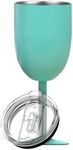 Stainless Steel Wine Glass Tumbler, Vacuum Double Wall Insulated with lid, Luxury Cold Drink Glass, Champagne Unbreakable Travel Goblets Drinkware for Outdoor, Camping, Wedding Anniversary (Turquoise)