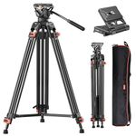 Heavy Duty Tripod Professional Video Tripod Aluminium 72inch with 360 Degree Fluid Head for Canon Nikon DSLR Camcorder Cameras