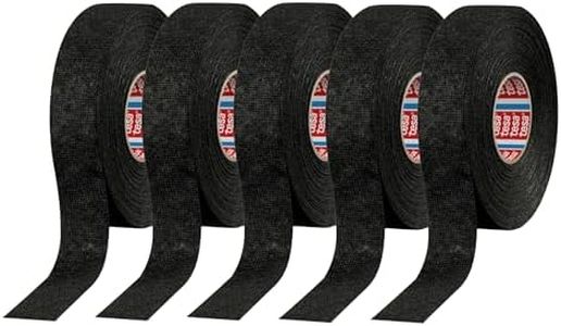 tesa 51608 Noise Damping PET Fleece Automotive Wire Harness Tape, Black, 19mm x 15m, 5 Rolls