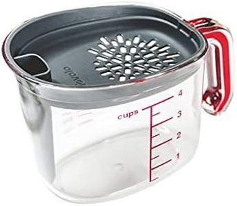 Tovolo Gravy Boat Strainer Fat Seperator Cup Kitchen Gadget for Measuring, Pouring, and Other Food or Meal Prep, 1 EA, Clear/Charcoal/Red