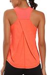 Aeuui Womens Workout Tops for Women Racerback Tank Tops Mesh Yoga Shirts Athletic Running Tank Tops Sleeveless Gym Clothes Orange