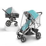 Stroller Rain Cover for Pushchair- Universal Weather Shield Raincovers for Most Strollers, Waterproof Windproof Dustproof Jogger Rain Cover with Insect Net, Protect from Rain, Wind(Transparent EVA)