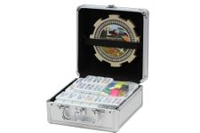 Double 15 Numeral Professional size Mexican Train and Chicken Dominoes Set in Aluminum Case by CHH