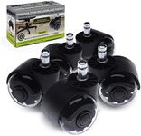 Slipstick Premium Rubber Office Chair Caster Wheel Replacements (Set of 5) for All Hard Surface Floors and Carpet, Heavy Duty 2 Inch Twin Rollerblade Chair Wheels with Universal Fit 7/16” Stem, CB684