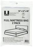 Uboxes Full Mattress Poly Covers, 54 x 12 x 90 in, 2 Pack, clear (FULLSCOVER02)