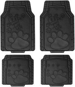 FH Group Car Floor Mats - Adorable Paw Print, Heavy-Duty Rubber Floor Mats for Cars, Universal Fit Full Set, Climaproof Floor Mats, Trimmable Floor Mats Fit Most Sedan, SUV, Truck Floor Mats Black