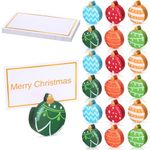 18 Pcs Christmas Wooden Place Card Holders with Name Card Mini Santa Claus Snowman Christmas Tree Christmas Ball Name Card Photo Picture Stand Holder for Winter Christmas Party(Christmas Ball)